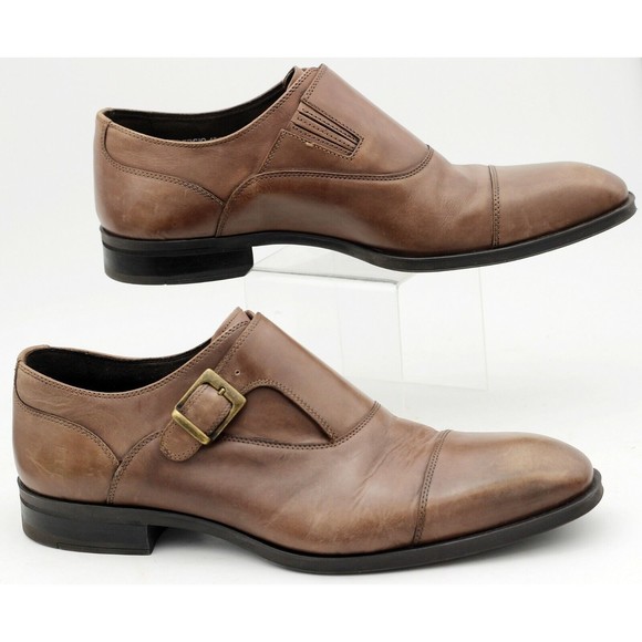 Donald J Sergio Mens Shoe 10.5 M Brown Burnished Calf Monk Strap CapToe main image 8